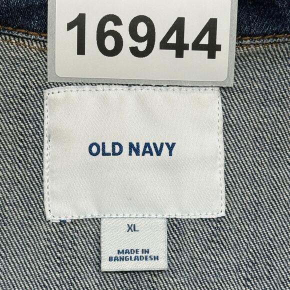 Old Navy Jacket Womens XL Blue Denim Jean Trucker Button Front Pockets Stretch - Picture 9 of 9